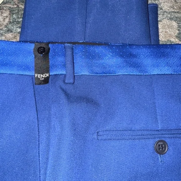Fendi Men's Royal Blue Wool Dress Pant - Picture 5 of 6